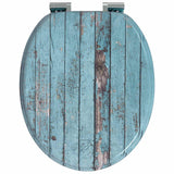 Soft-Close Toilet Seat 2 pcs Blue 44 x 38 cm MDF board - 45-Degree Angle