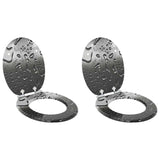 Soft-Close Toilet Seat 2 pcs Grey 44 x 38 cm MDF board