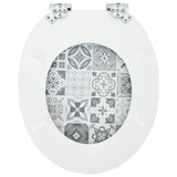 Soft-Close Toilet Seat 2 pcs Blue and White Porcelain MDF board