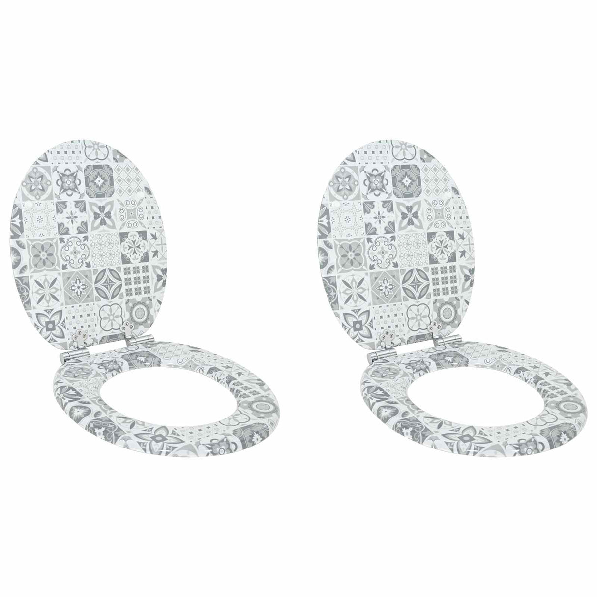 Soft-Close Toilet Seat 2 pcs Blue and White Porcelain MDF board