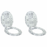 Soft-Close Toilet Seat 2 pcs Blue and White Porcelain MDF board