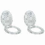 Toilet Seat 2 pcs Blue and White Porcelain 44 x 38 cm