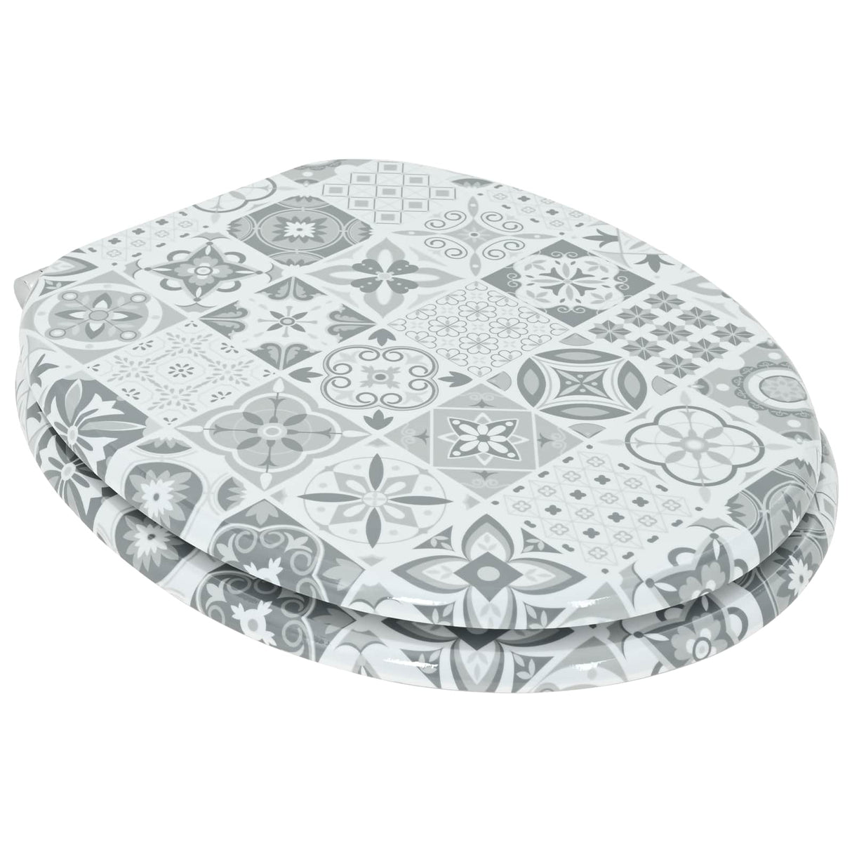 Soft-Close Toilet Seat 2 pcs Blue and White Porcelain MDF board