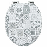 Soft-Close Toilet Seat 2 pcs Blue and White Porcelain MDF board - 45-Degree Angle