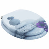 Soft-Close Toilet Seat 2 pcs Grey 44 x 38 cm MDF board - Front View