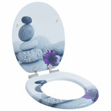 Soft-Close Toilet Seat 2 pcs Grey 44 x 38 cm MDF board - Side View