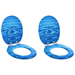 Toilet Seat 2 pcs Blue Drop 44 x 38 cm Engineered Wood