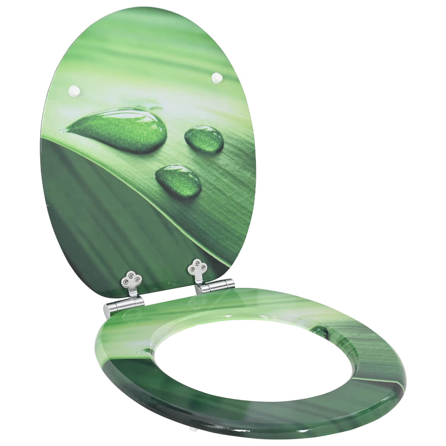 Toilet Seat 2 pcs Green Drop 44 x 38 cm Engineered Wood