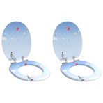 Toilet Seat 2 pcs Blue 44 x 38 cm Engineered Wood
