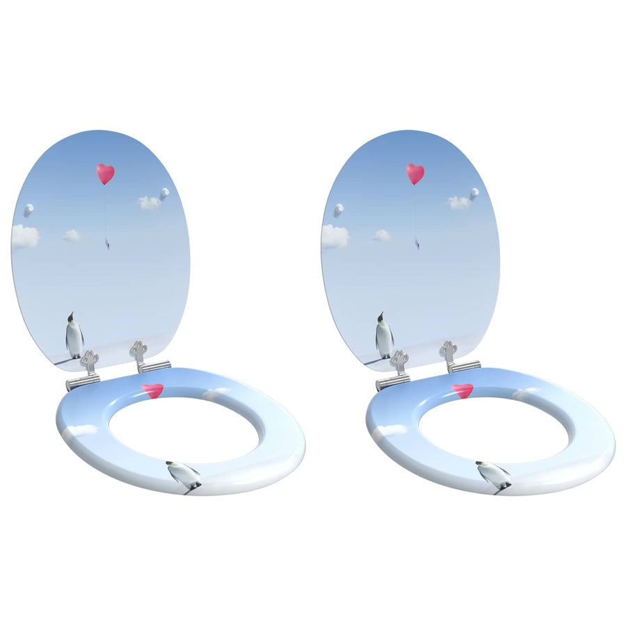 Toilet Seat 2 pcs Blue 44 x 38 cm Engineered Wood