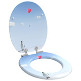 Soft-Close Toilet Seat 2 pcs Blue 44 x 38 cm MDF board - Side View