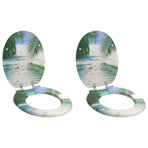 Toilet Seat 2 pcs Green 44 x 38 cm Engineered Wood