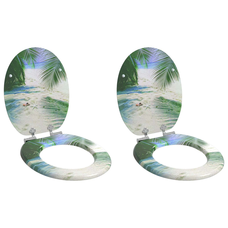Toilet Seat 2 pcs Green 44 x 38 cm Engineered Wood