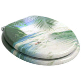 Soft-Close Toilet Seat 2 pcs Green 44 x 38 cm MDF board - Front View
