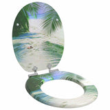 Soft-Close Toilet Seat 2 pcs Green 44 x 38 cm MDF board - Side View
