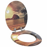Soft-Close Toilet Seat 2 pcs Orange 44 x 38 cm MDF board - Side View