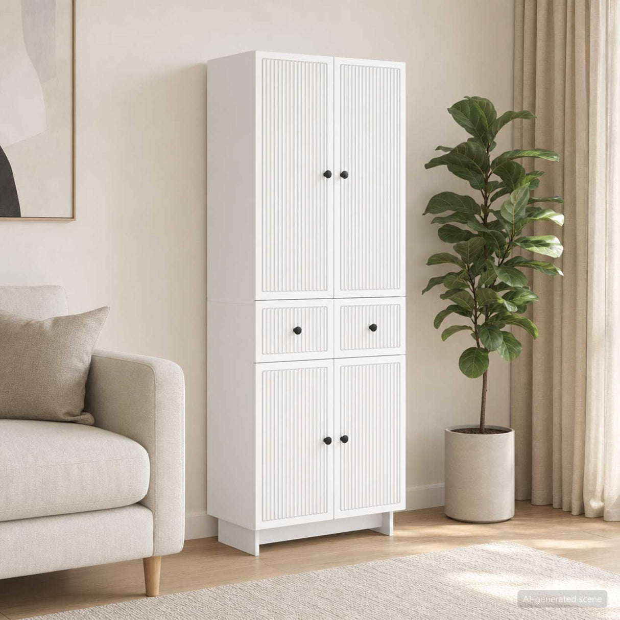 Cabinet Set 2 pcs White 66 x 34.5 x 90 cm Engineered Wood