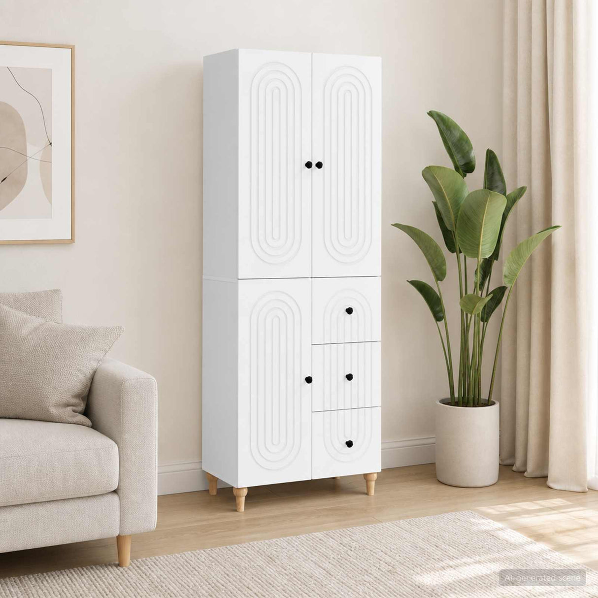 Cabinet Set 2 pcs White 66 x 34.5 x 90 cm Engineered Wood