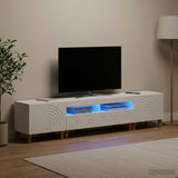 3 Piece LED TV Cabinet White Engineered Wood - Side View