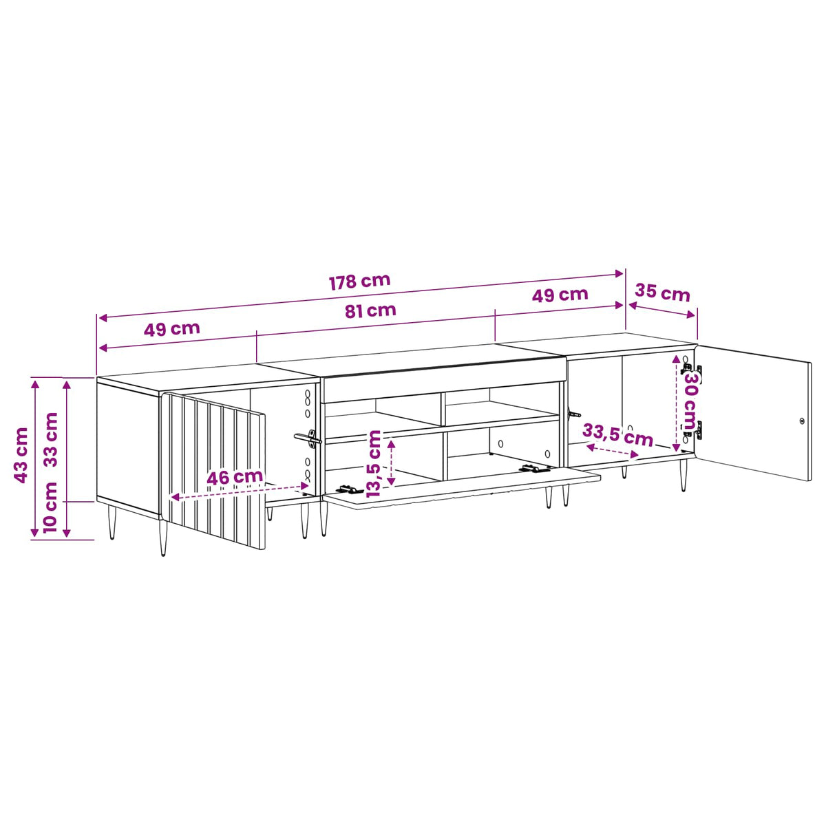3 Piece LED TV Cabinet ZWOLLE White Engineered Wood