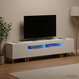 3 Piece LED TV Cabinet ARNHEM 3 pcs White Engineered Wood - Side View