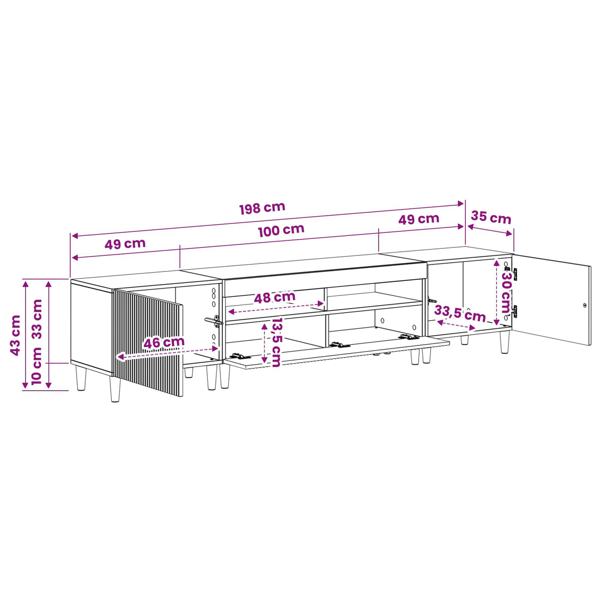 3 Piece LED TV Cabinet ARNHEM 3 pcs White Engineered Wood