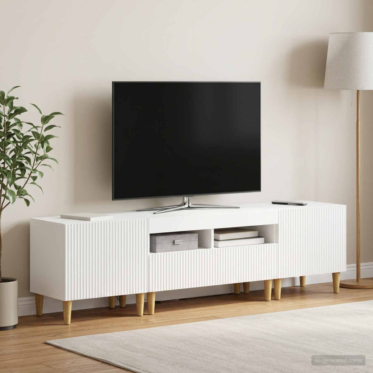 3 Piece LED TV Cabinet ARNHEM 3 pcs White Engineered Wood