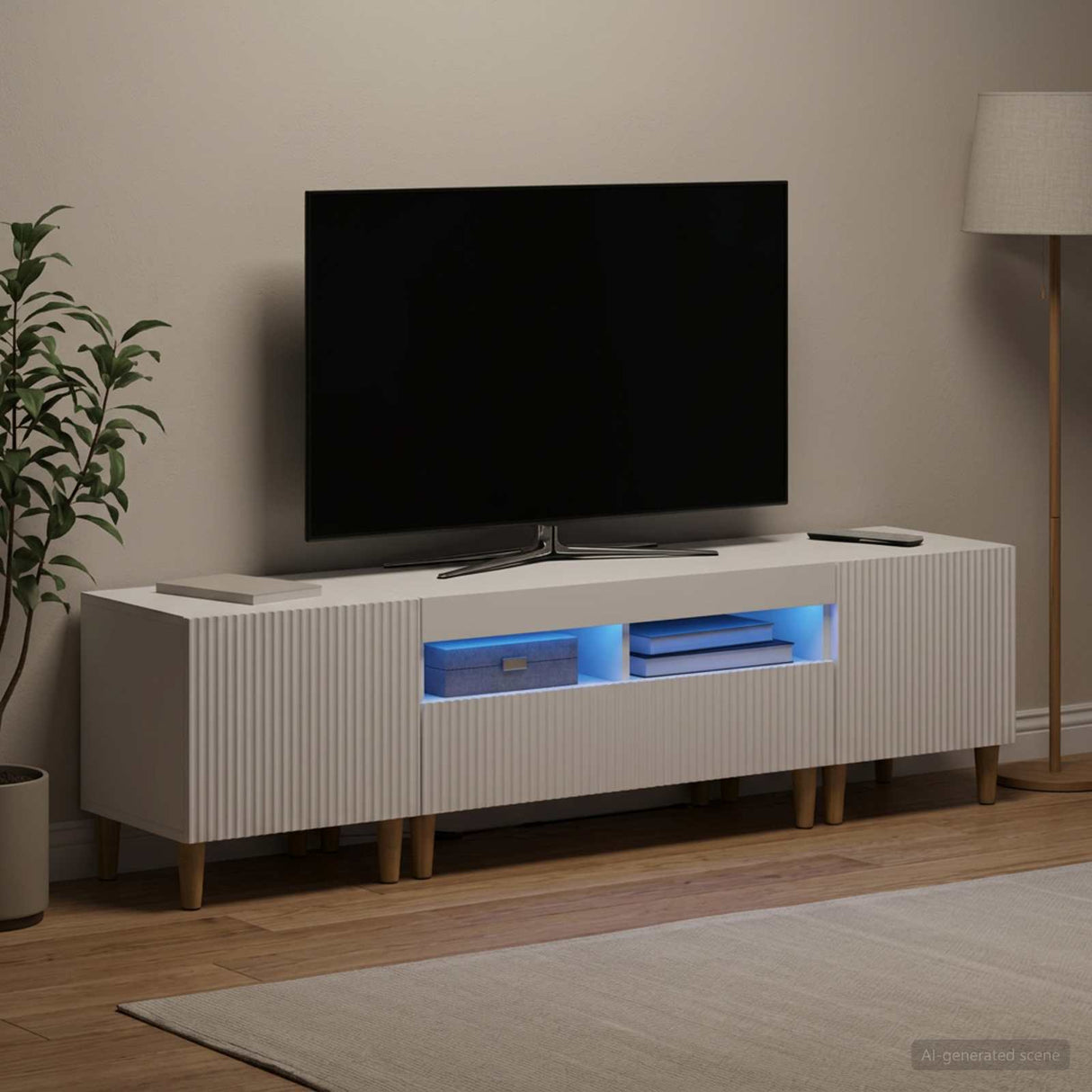 3 Piece LED TV Cabinet ARNHEM 3 pcs White Engineered Wood