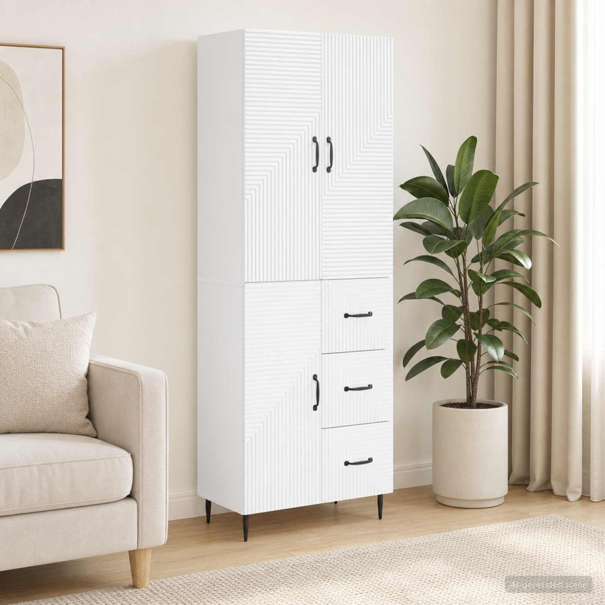 Cabinet Set 2 pcs White 66 x 34.5 x 89.5 cm Engineered Wood