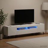 3 Piece LED TV Cabinet White Engineered Wood - Side View
