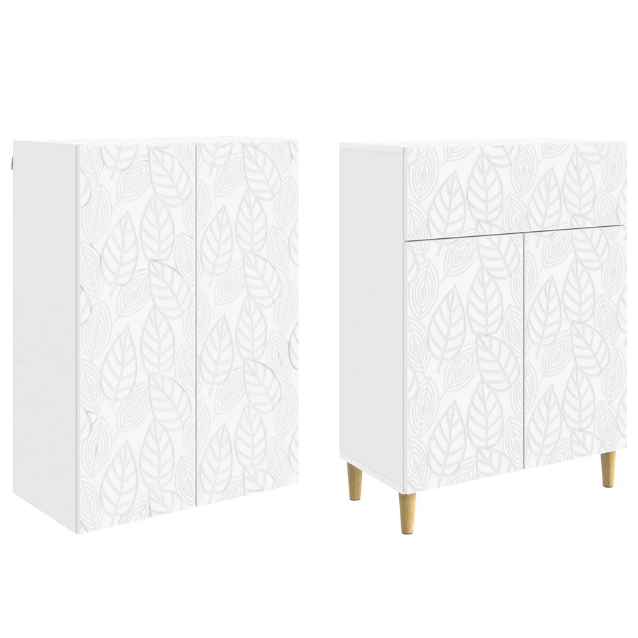 Cabinet Set 2 pcs White Engineered Wood