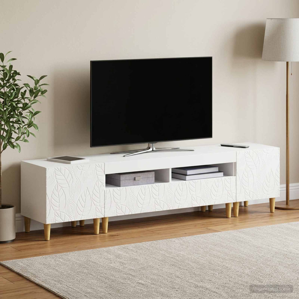 3 Piece LED TV Cabinet DELFT White Engineered Wood