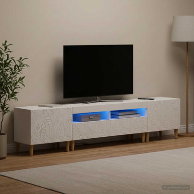 3 Piece LED TV Cabinet DELFT White Engineered Wood