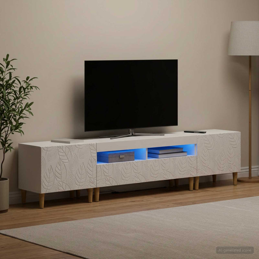 3 Piece LED TV Cabinet DELFT White Engineered Wood