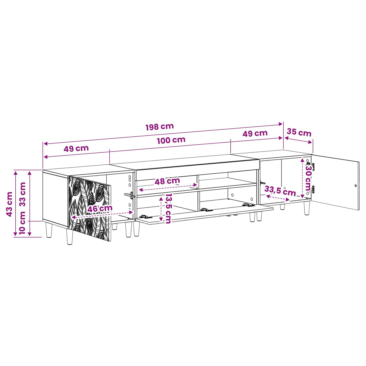 3 Piece LED TV Cabinet DELFT White Engineered Wood