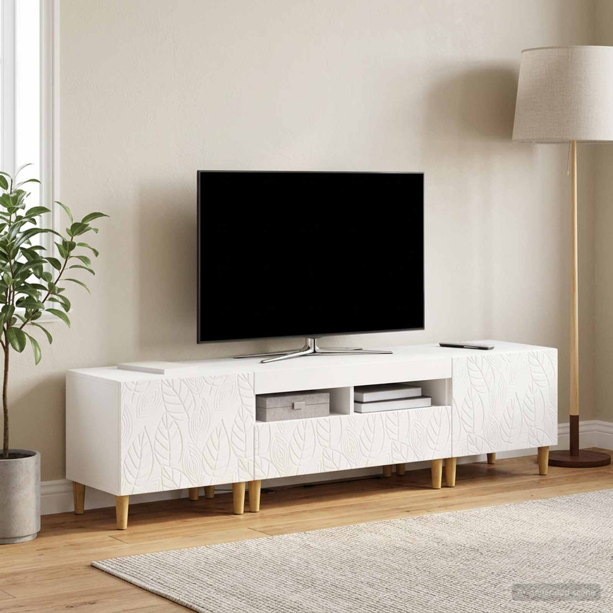 3 Piece LED TV Cabinet DELFT White Engineered Wood