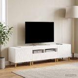 3 Piece LED TV Cabinet DELFT White Engineered Wood - Side View