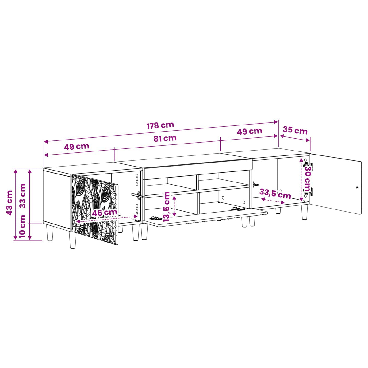 3 Piece LED TV Cabinet DELFT White Engineered Wood
