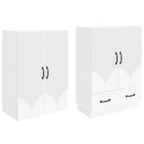 Cabinet Set 2 pcs White Engineered Wood - Side View