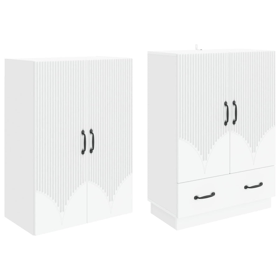 Cabinet Set 2 pcs White Engineered Wood