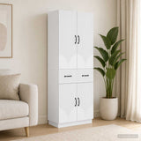 Cabinet Set 2 pcs White Engineered Wood