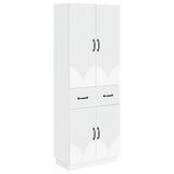 Cabinet Set 2 pcs White Engineered Wood