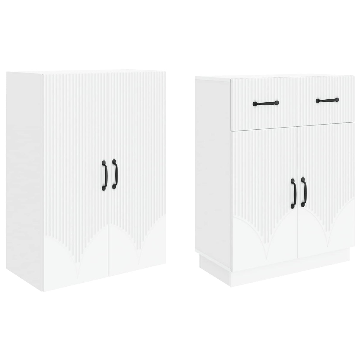 Cabinet Set 2 pcs White Engineered Wood