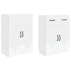 Cabinet Set 2 pcs White Engineered Wood