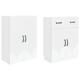 Cabinet Set 2 pcs White Engineered Wood - Side View