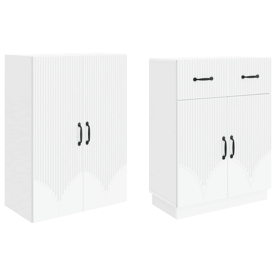Cabinet Set 2 pcs White Engineered Wood