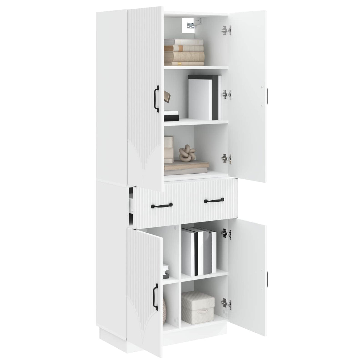 Cabinet Set 2 pcs White Engineered Wood
