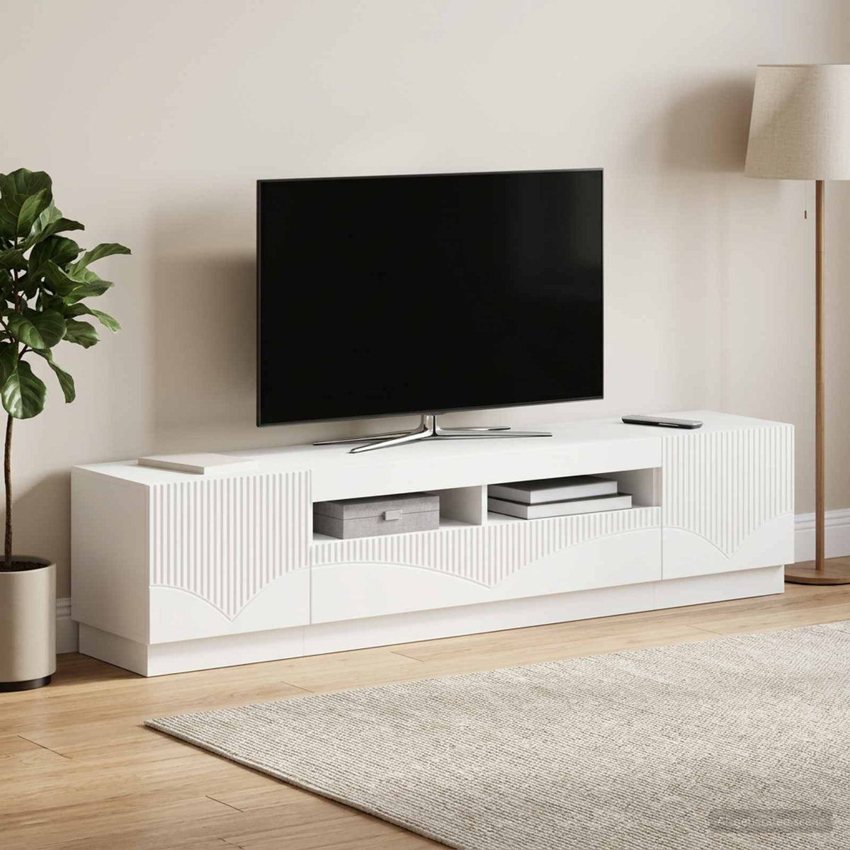 LED TV Cabinet HOORN 3 pcs White Engineered Wood