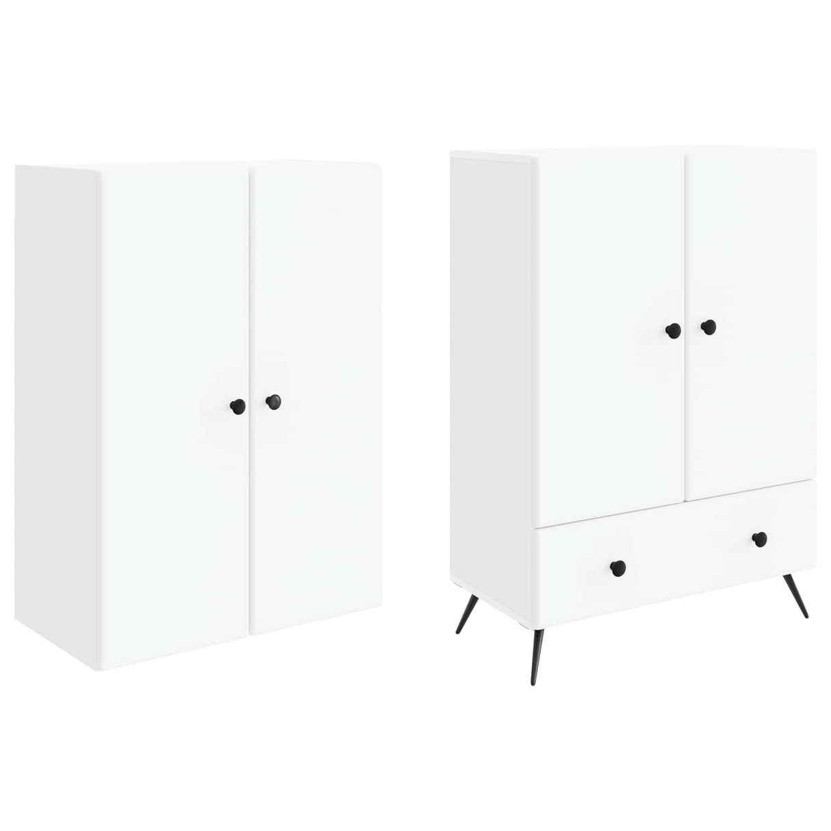 Cabinet Set 2 pcs White Engineered Wood