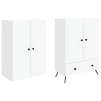 Cabinet Set 2 pcs White Engineered Wood